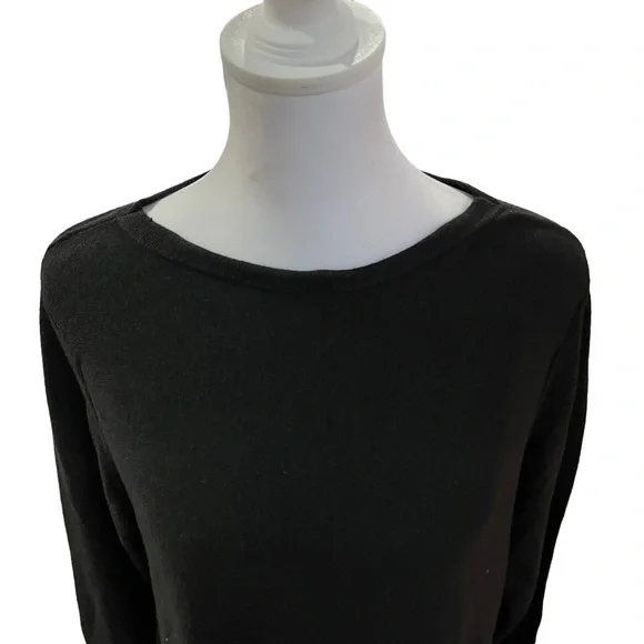 J. Jill Colorblock Asymmetrical Wool Sweater Black & Red With Pair of Earrings - Picture 4 of 8